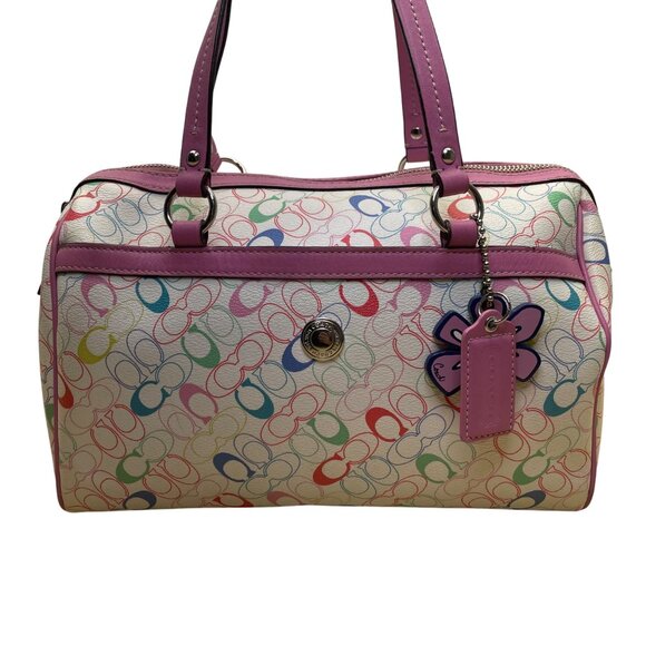 Coach Signature Tote with Pink and Multicolor Design - Picture 2 of 15
